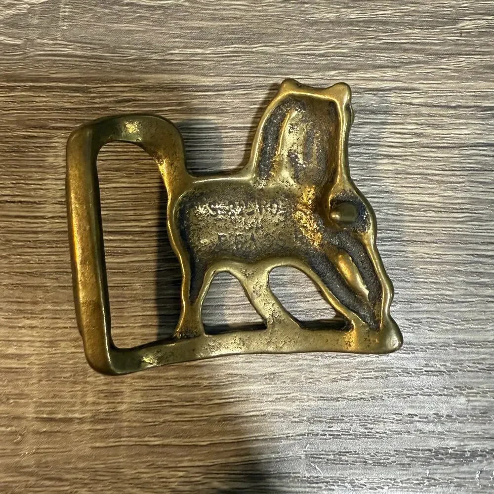 Trinity Buckle Co Vintage Solid Brass Stallion Horse Belt Buckle